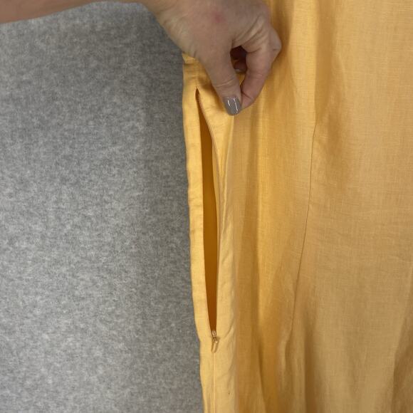 🧡 J Jill Womens 10–12 Orange Linen Sleeveless Pintuck Embroidered Dress 🧡 - Picture 10 of 12